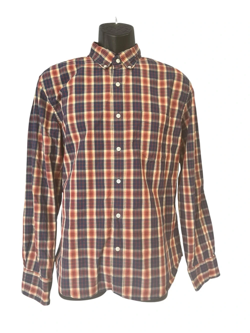 J.Crew Shirt Men slim untuck sz  LG Plaid Organic Cotton Preppy Casual red blue